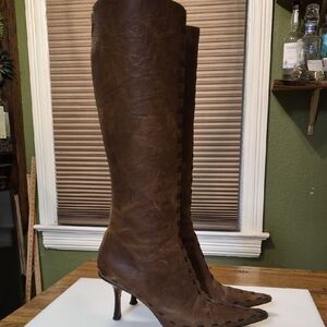 Jimmy Choo Brown Vero Cuoio Leather High Heel Boots